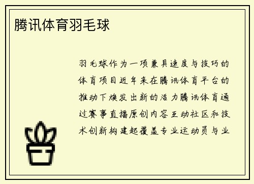腾讯体育羽毛球